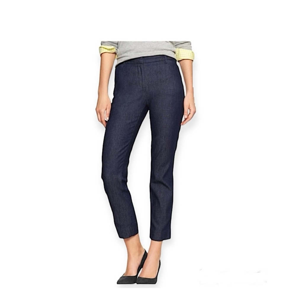GAP Slim Cropped Ankle Dark Wash Indigo Chambray Pants Size 10